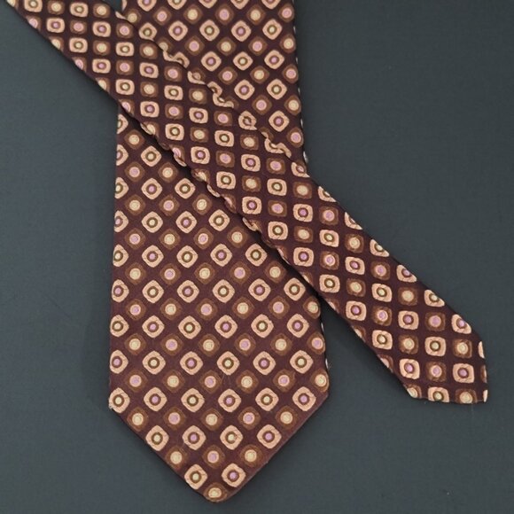 Ted Baker London Other - Ted Baker 2 Tone Brown Pink Medallion Geometric 100% Silk Tie